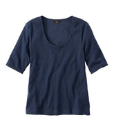 Women's Signature Premium Essential Pointelle Tee, Elbow-Sleeve Scoopneck | L.L.Bean sale