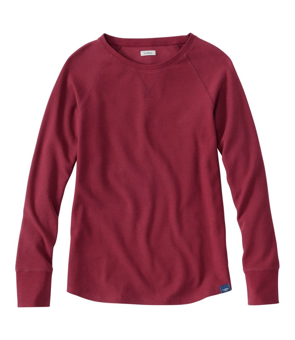 Women's Unshrinkable Mini-Waffle Tee, Long-Sleeve Crewneck | L.L.Bean for sale