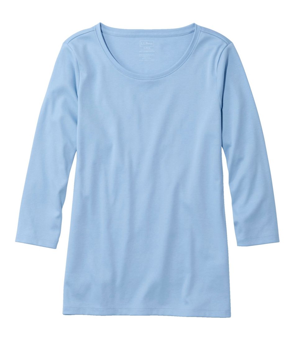 Women's Pima Cotton Shaped Tee, Three-Quarter-Sleeve Jewelneck | L.L.Bean discount