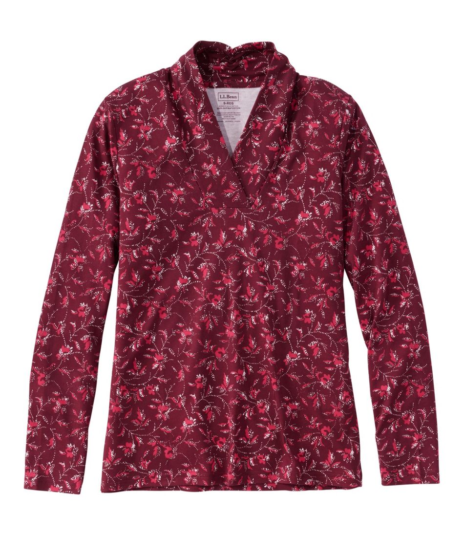 Women's Pima Cotton Tee, Shawl Long-Sleeve Print | L.L.Bean sale
