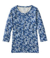 Women's Pima Cotton Shaped Jewelneck Tee, Three-Quarter-Sleeve Print | L.L.Bean for sale