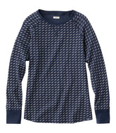 Women's Unshrinkable Mini-Waffle Tee, Long-Sleeve Crewneck Stripe | L.L.Bean outlet