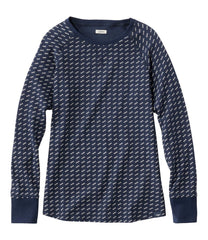 Women's Unshrinkable Mini-Waffle Tee, Long-Sleeve Crewneck Stripe | L.L.Bean outlet