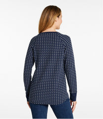 Women's Unshrinkable Mini-Waffle Tee, Long-Sleeve Crewneck Stripe | L.L.Bean outlet
