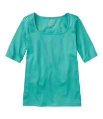Women's Pima Cotton Tee, Soft Squareneck Elbow-Sleeve | L.L.Bean online