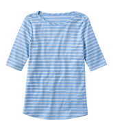Women's Pima Cotton Tee, Elbow-Sleeve Boatneck Stripe | L.L.Bean for sale
