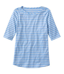 Women's Pima Cotton Tee, Elbow-Sleeve Boatneck Stripe | L.L.Bean for sale