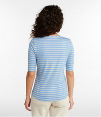 Women's Pima Cotton Tee, Elbow-Sleeve Boatneck Stripe | L.L.Bean for sale