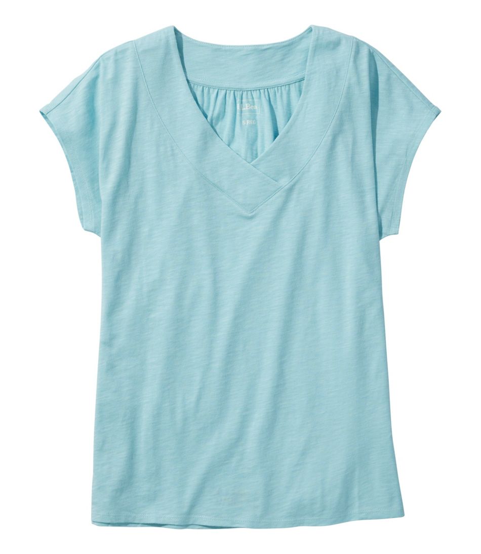Women's Organic Cotton Tee, V-Neck Cap-Sleeve | L.L.Bean outlet