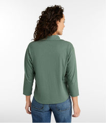 Women's Linen/Cotton Tee, Three-Quarter-Sleeve Splitneck Polo | L.L.Bean for sale