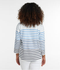 Women's Heritage Mariner Top, Splitneck Polo Three-Quarter-Sleeve Stripe | L.L.Bean on sale