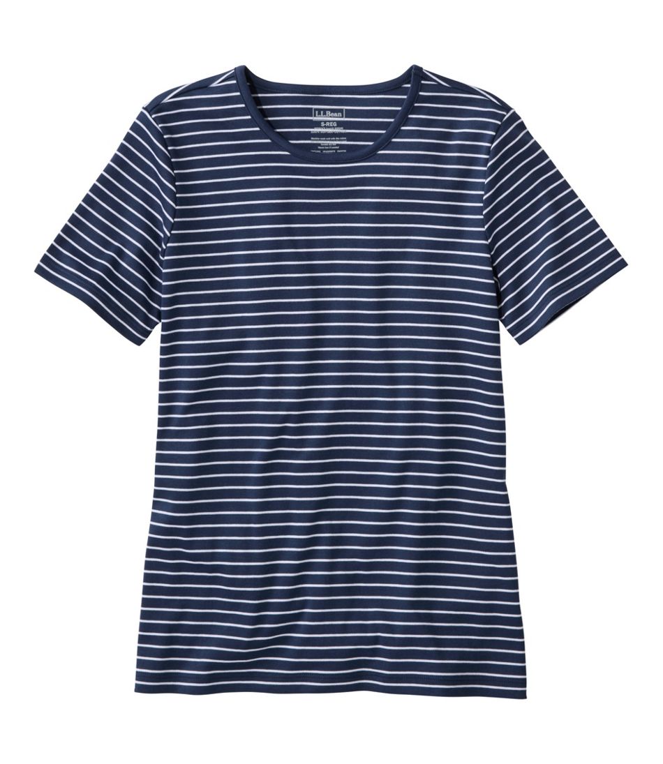 Women's Pima Cotton Tee, Short-Sleeve Crewneck Stripe | L.L.Bean discount