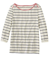 Women's Soft Stretch Supima-Blend Tee, Three-Quarter-Sleeve Boatneck Stripe | L.L.Bean on sale