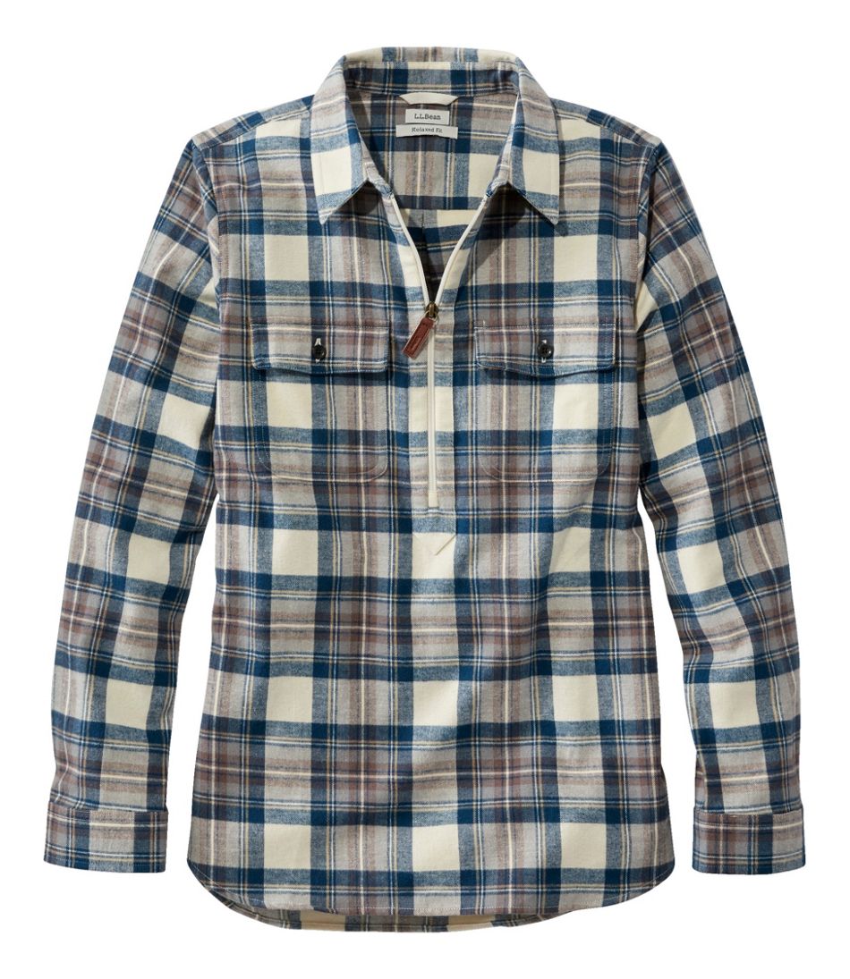 Women's Scotch Plaid Flannel Shirt, Quarter-Zip | L.L.Bean on sale