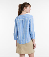 Women's Premium Washable Linen Shirt, Splitneck Stripe | L.L.Bean for sale