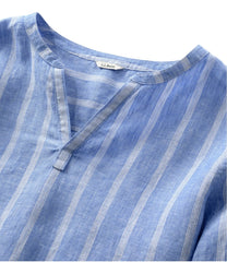 Women's Premium Washable Linen Shirt, Splitneck Stripe | L.L.Bean for sale
