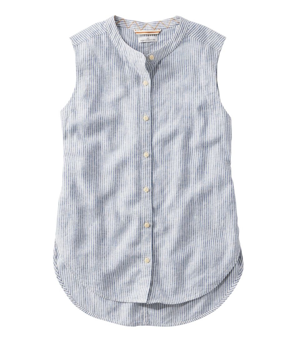 Women's Signature Linen-Blend Button-Front Shirt, Sleeveless | L.L.Bean sale