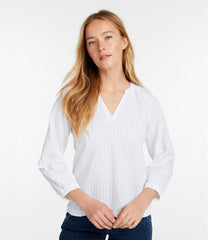 Women's Bean's Seacoast Seersucker Splitneck Shirt | L.L.Bean sale