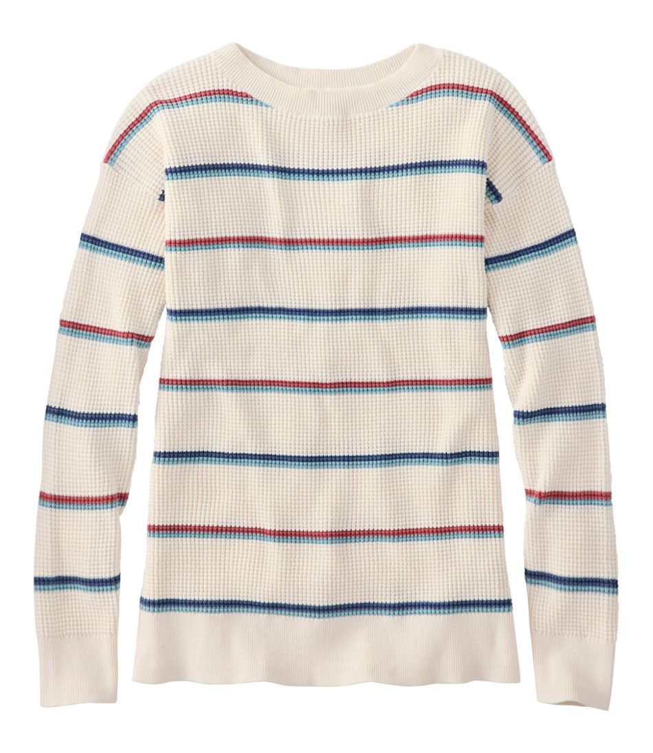 Women's Sunwashed Waffle Sweater, Pullover Stripe | L.L.Bean on sale