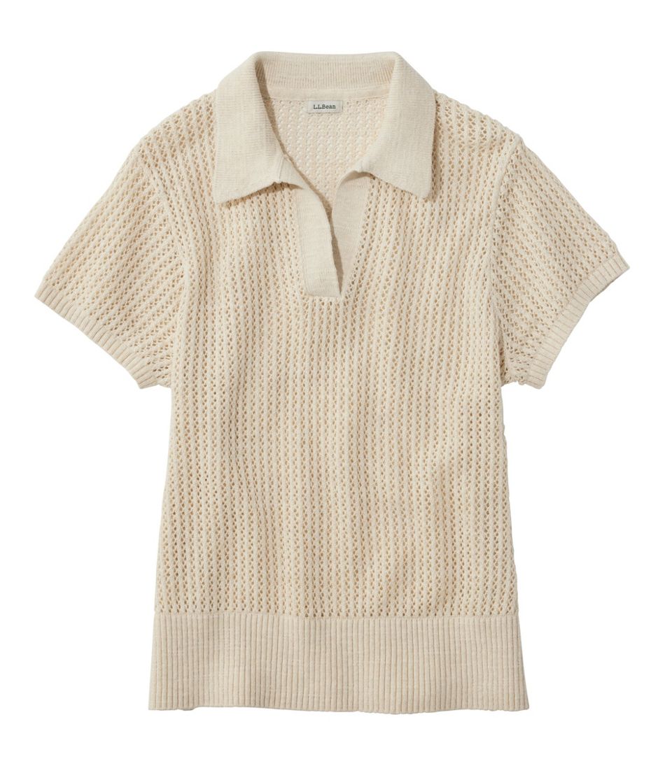 Women's Organic Cotton Slub Pointelle Sweater, Polo | L.L.Bean on sale