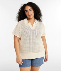 Women's Organic Cotton Slub Pointelle Sweater, Polo | L.L.Bean on sale