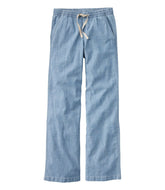 Women's Lakewashed Pull-On Chinos, Mid-Rise Wide-Leg Chambray | L.L.Bean sale
