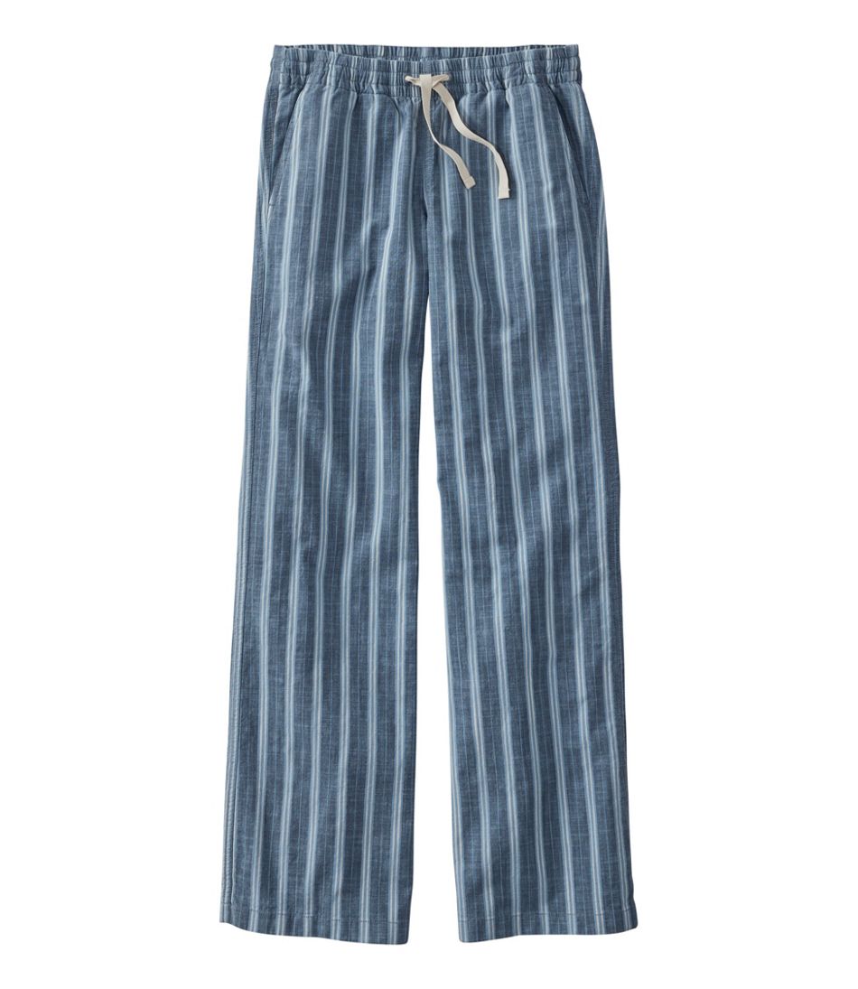 Women's Lakewashed Pull-On Chinos, Mid-Rise Wide-Leg Stripe Chambray | L.L.Bean on sale