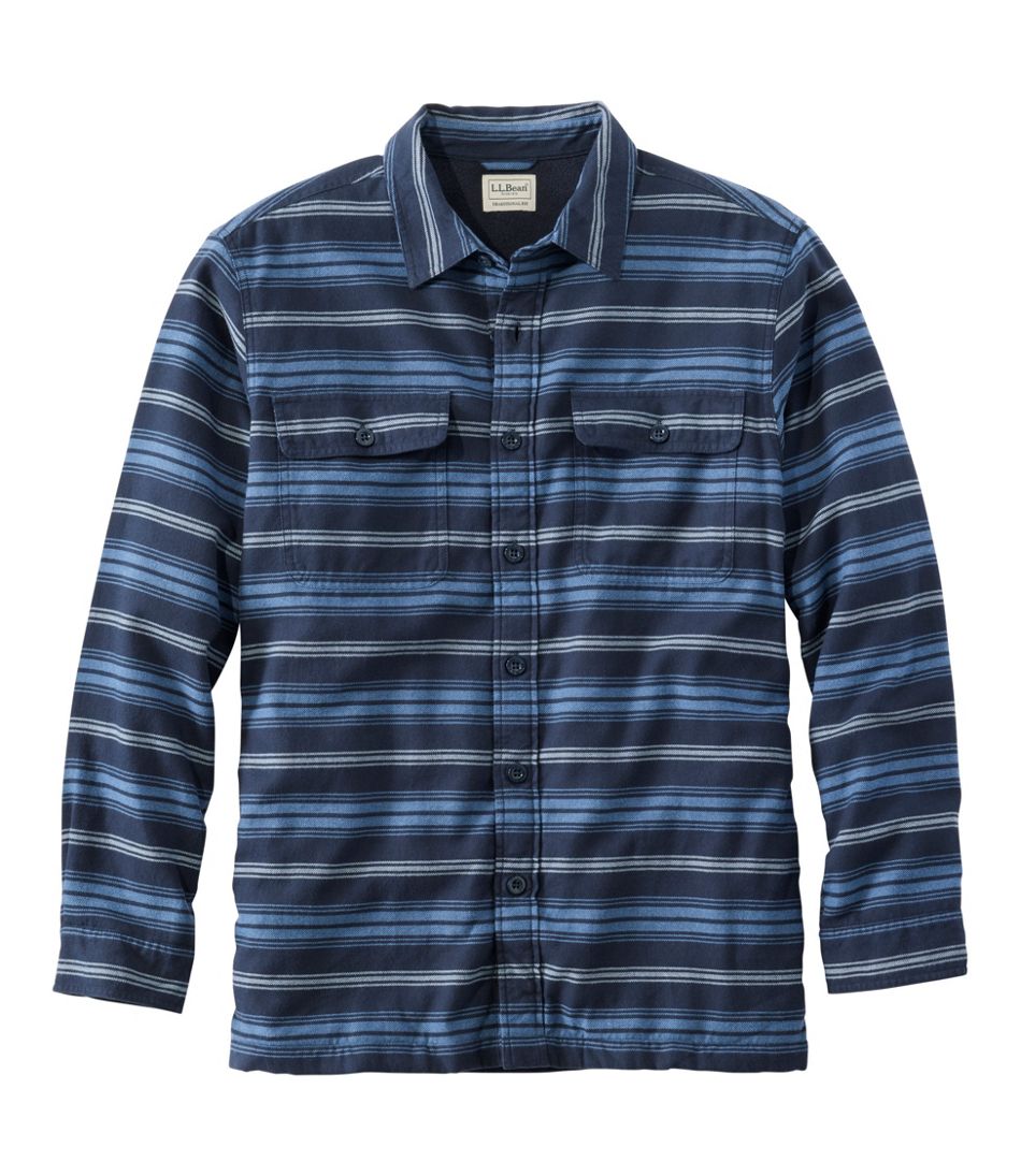 Men's Fleece-Lined Flannel Shirt, Traditional Fit, Stripe | L.L.Bean outlet