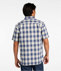 Men's Comfort Stretch® Chambray Shirt, Slightly Fitted Untucked Fit, Short-Sleeve, Plaid | L.L.Bean discount
