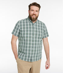 Men's Comfort Stretch® Chambray Shirt, Slightly Fitted Untucked Fit, Short-Sleeve, Plaid | L.L.Bean discount