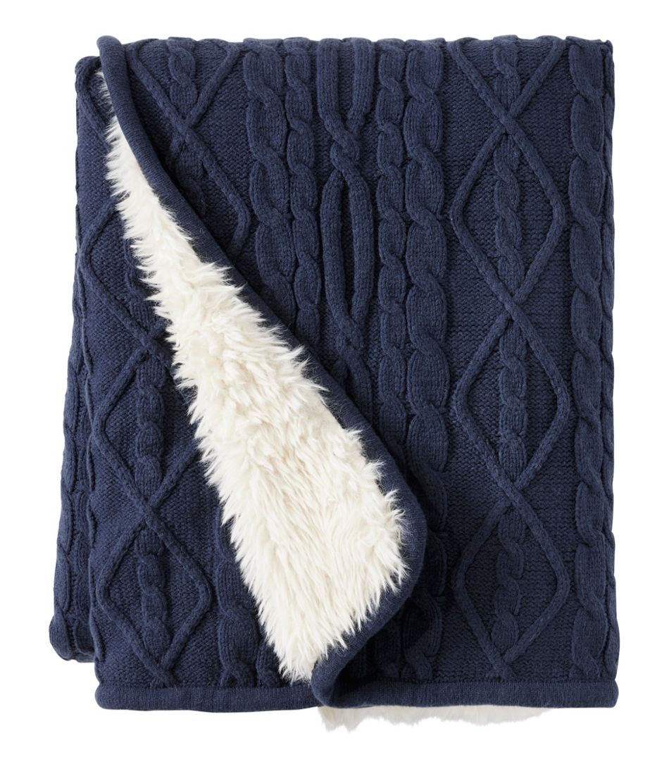 1912 Heritage Knit Faux Fur Throw, Cable | L.L.Bean sale