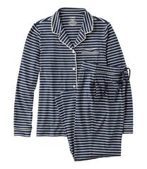 Women's Super-Soft Shrink-Free Button Front Pajama Set, Stripe | L.L.Bean on sale