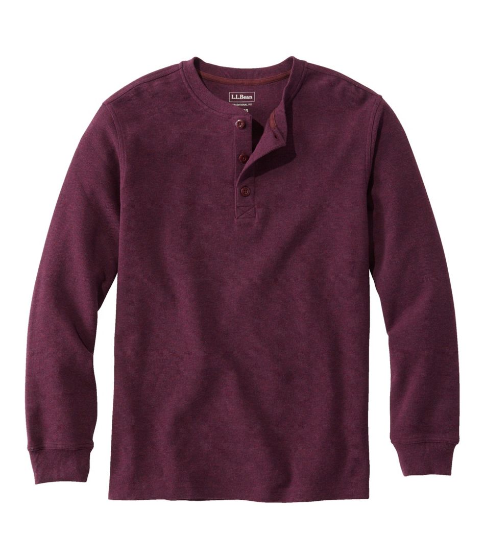 Men's Unshrinkable Mini-Waffle Henley, Long-Sleeve Traditional Fit | L.L.Bean for sale