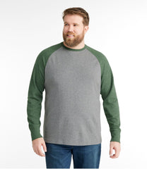 Men's Washed Cotton Double-Knit Crewneck, Slightly Fitted Long-Sleeve Colorblock | L.L.Bean online