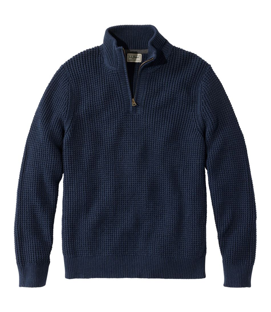 Men's Organic Cotton Waffle Sweater, Quarter Zip | L.L.Bean sale