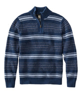 Men's Organic Cotton Waffle Sweater, Quarter Zip, Stripe | L.L.Bean sale