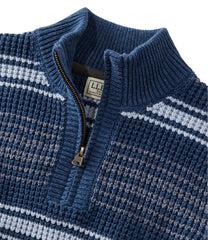 Men's Organic Cotton Waffle Sweater, Quarter Zip, Stripe | L.L.Bean sale