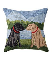 Indoor/Outdoor Hooked Pillow, Mountain Dogs | L.L.Bean online
