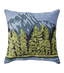 Indoor/Outdoor Hooked Pillow, Lakeside Mountain Scene | L.L.Bean online
