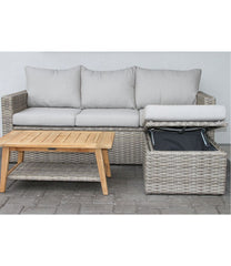 Wicker Storage Sofa and Teak Coffee Table Set | L.L.Bean outlet