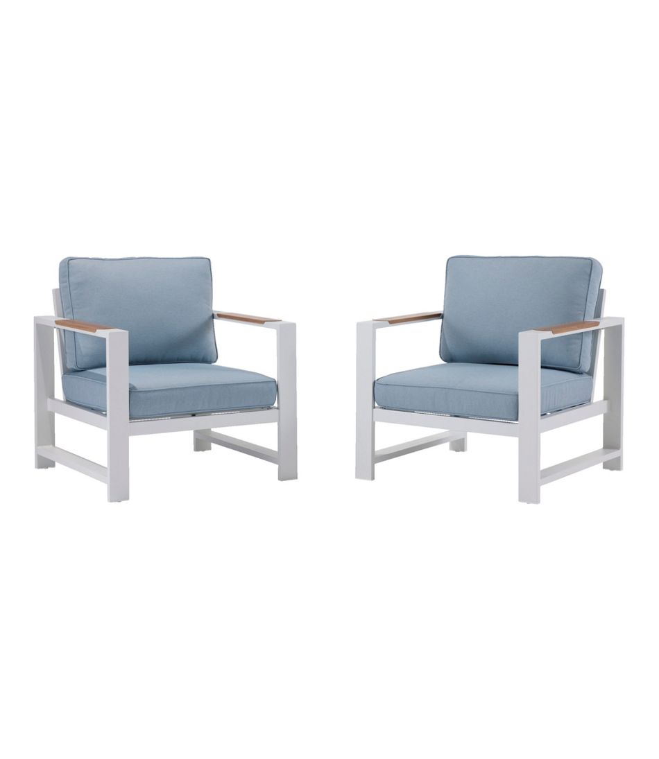 White Aluminum Deep Seating Armchair with Blue Cushions, Set of Two | L.L.Bean near me