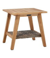 Teak Side Table with Wicker Storage Shelf | L.L.Bean online