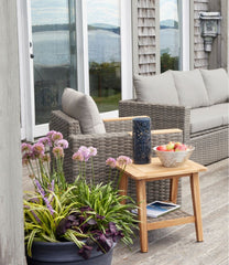 Teak Side Table with Wicker Storage Shelf | L.L.Bean online
