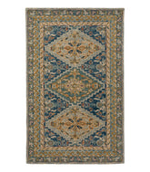 Bordered Medallion Wool Tufted Rug, Blue Multi | L.L.Bean online