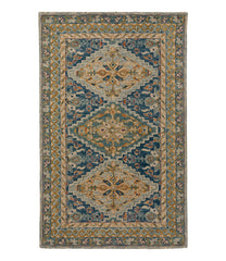 Bordered Medallion Wool Tufted Rug, Blue Multi | L.L.Bean online