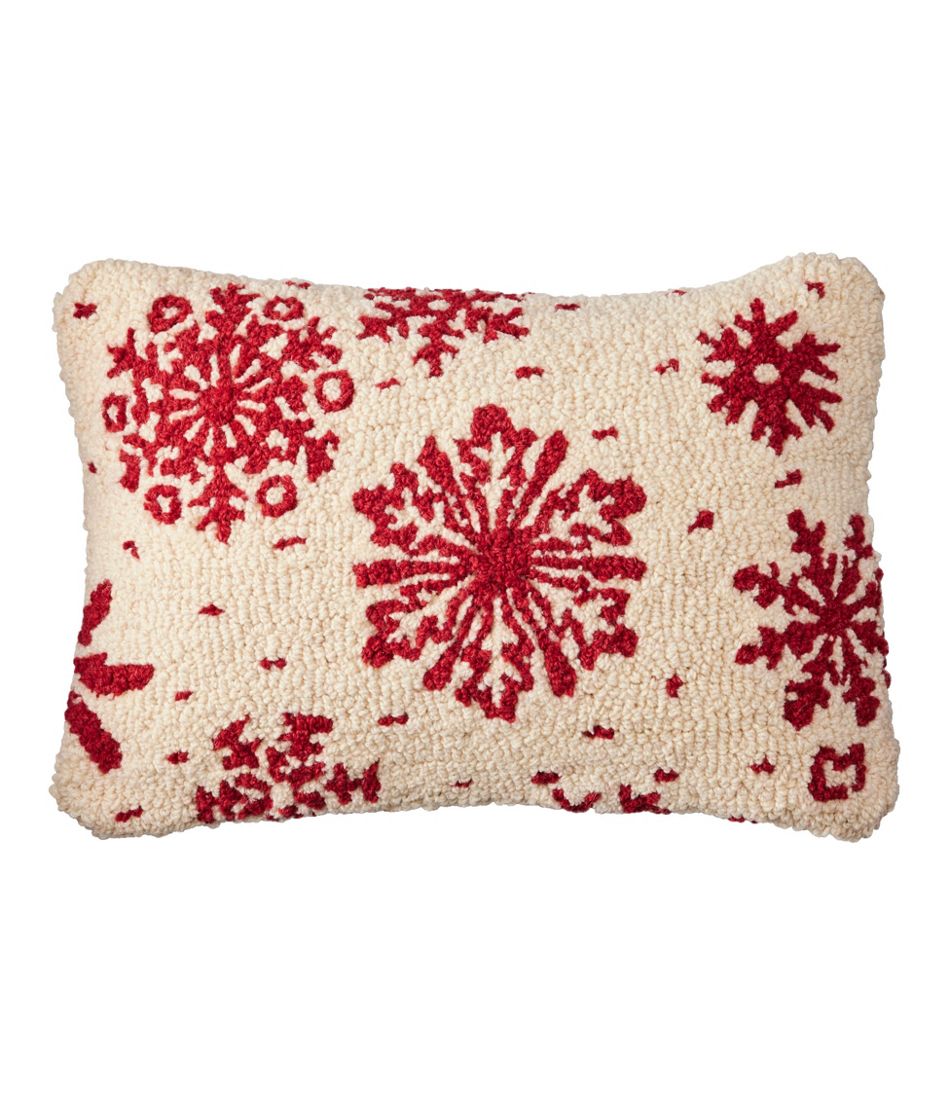 Wool Hooked Throw Pillow, Snowflake, 14" x 20" | L.L.Bean online