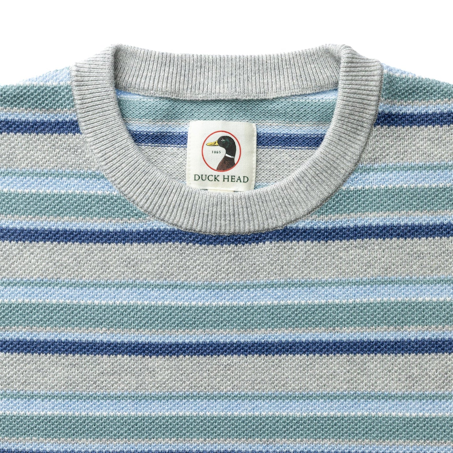 Duck Head Elmwood Crewneck Striped Pique Sweater - Heather Grey