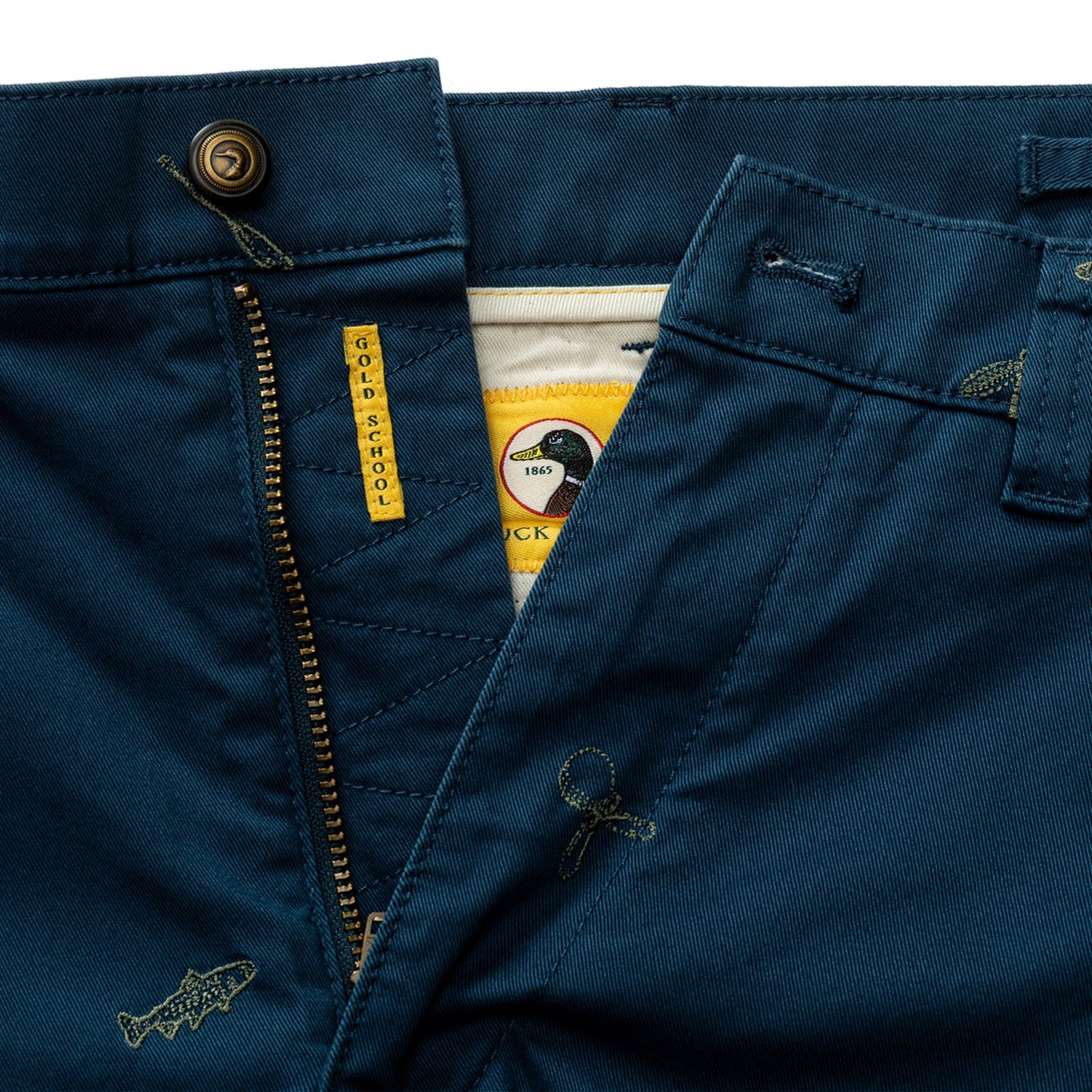Duck Head 7" Gold School Chino Short - Emb Mallard Blue