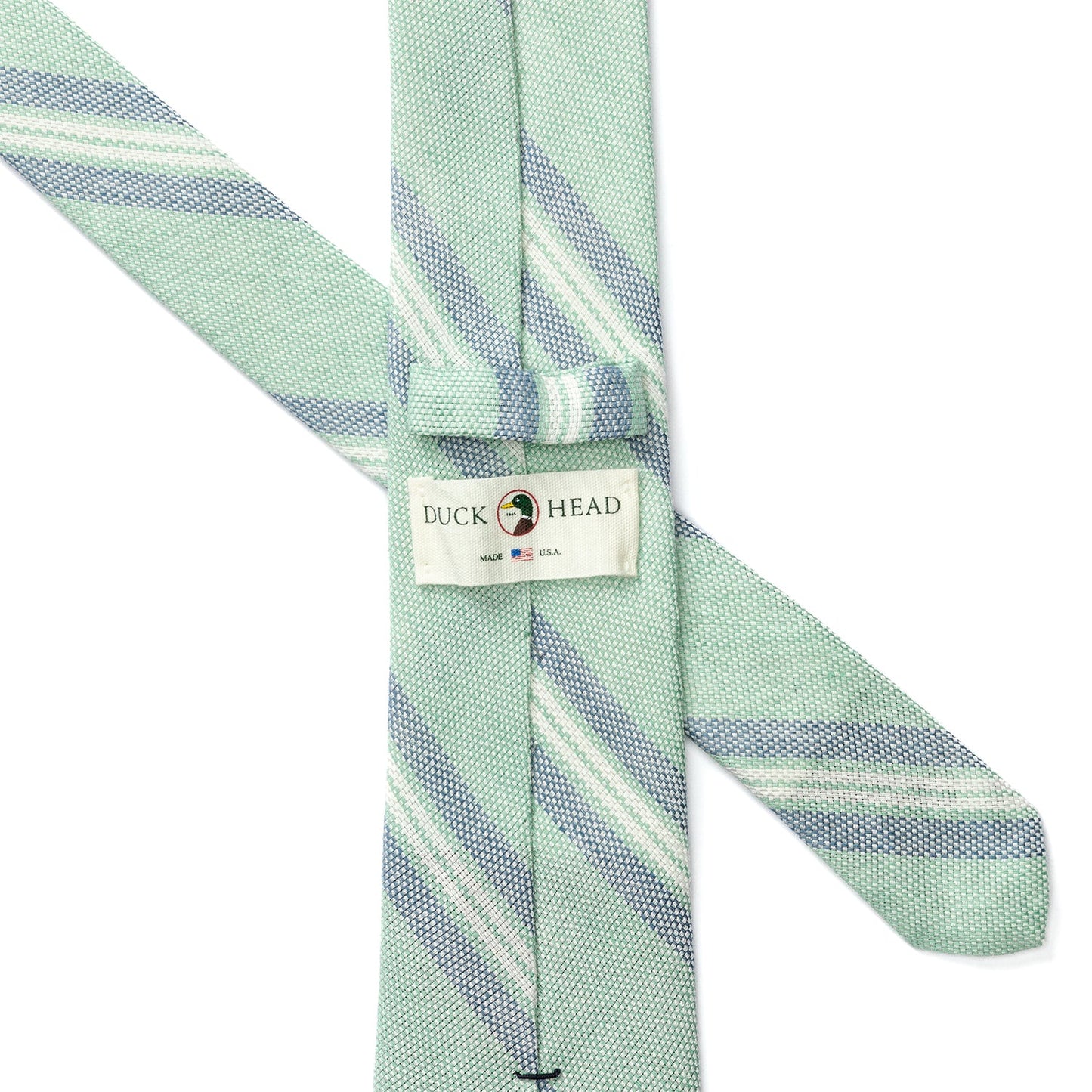 Duck Head Cotton Linen Stripe Tie - Aspen Green