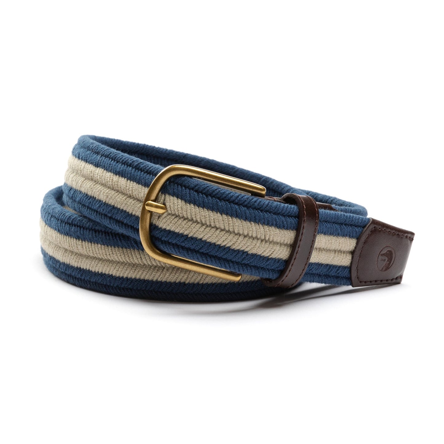 Duck Head Striped Braided Belt - Dark Indigo